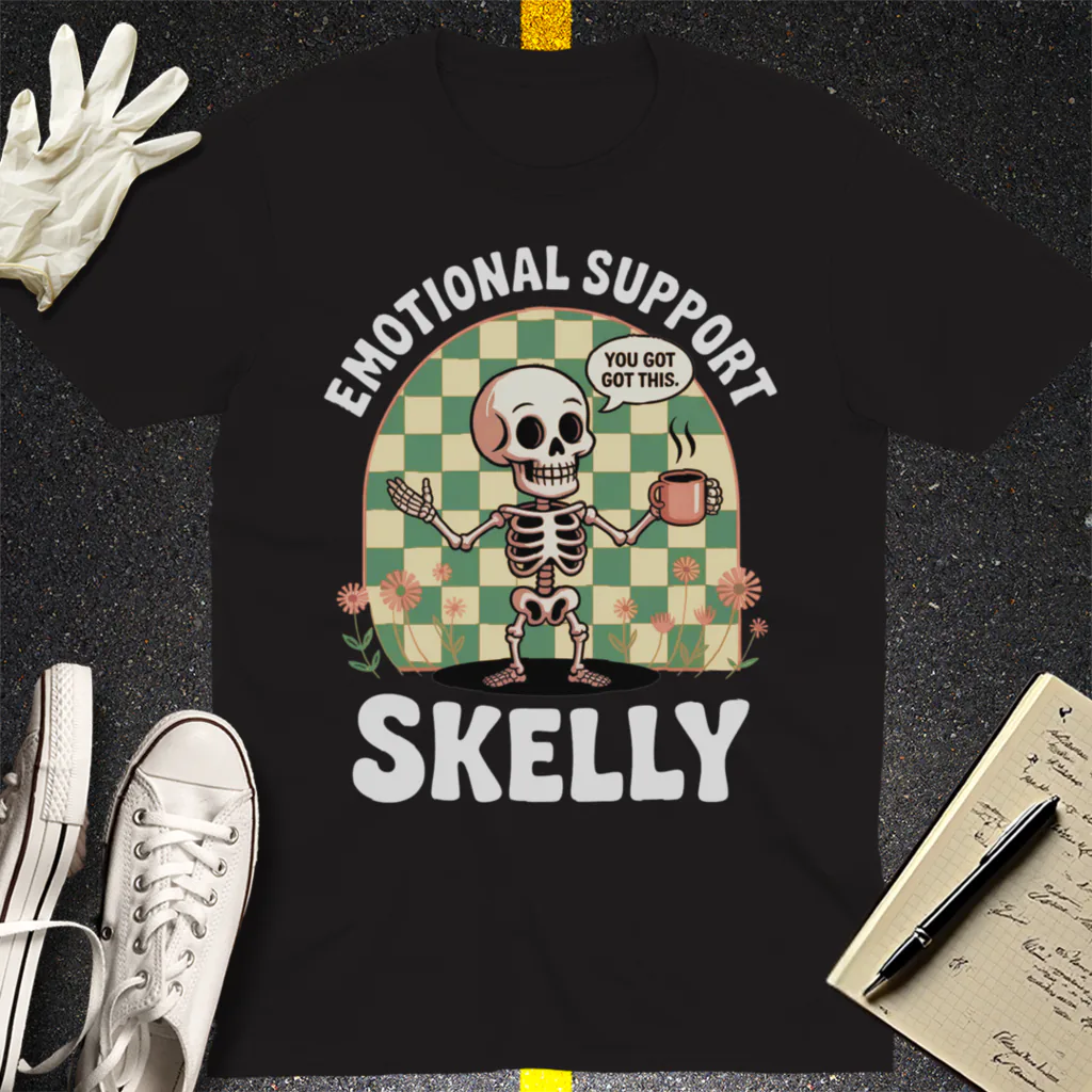 Emotional Support Skelly T-Shirt - Black