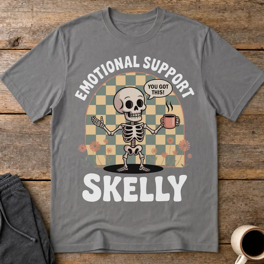 Emotional Support Skelly T-Shirt - Charcoal