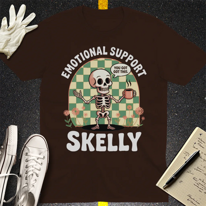 Emotional Support Skelly T-Shirt - Dark Chocolate