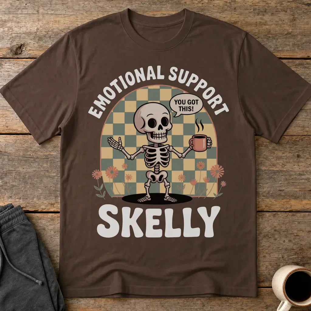 Emotional Support Skelly T-Shirt - Dark Chocolate
