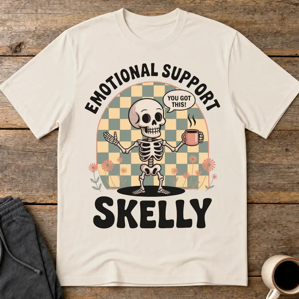 Emotional Support Skelly T-Shirt - Ice Grey