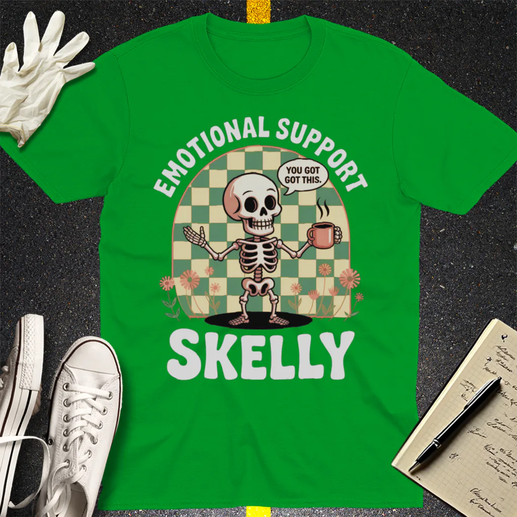Emotional Support Skelly T-Shirt - Irish Green