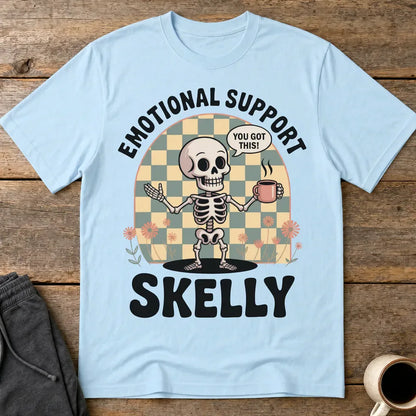 Emotional Support Skelly T-Shirt - Light Blue