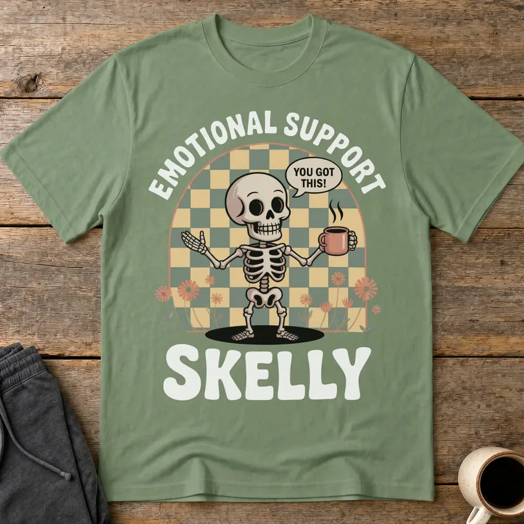Emotional Support Skelly T-Shirt - Military Green