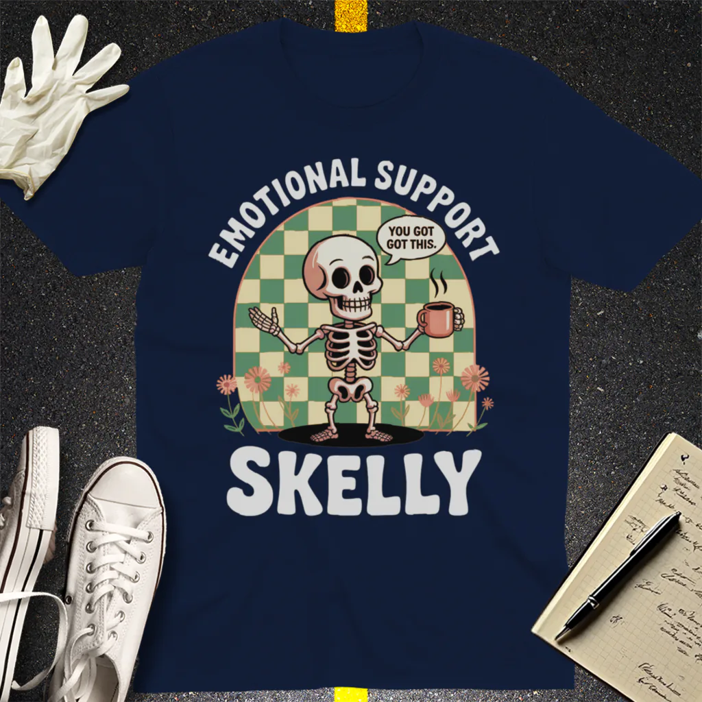 Emotional Support Skelly T-Shirt - Navy