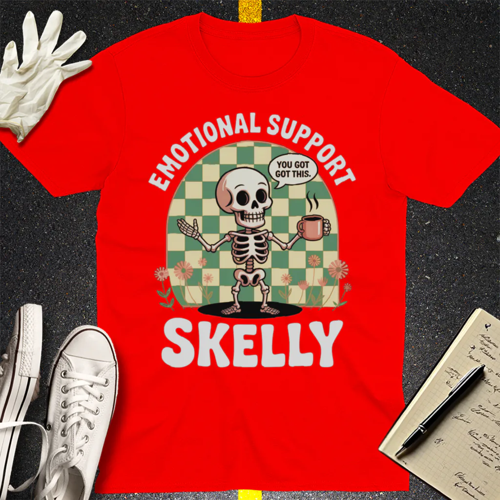 Emotional Support Skelly T-Shirt - Red