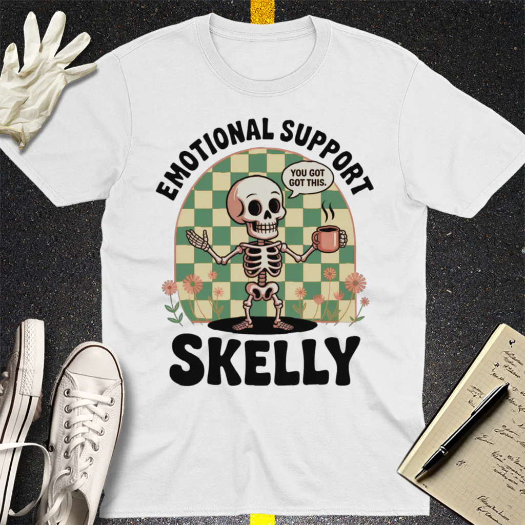 Emotional Support Skelly T-Shirt - White