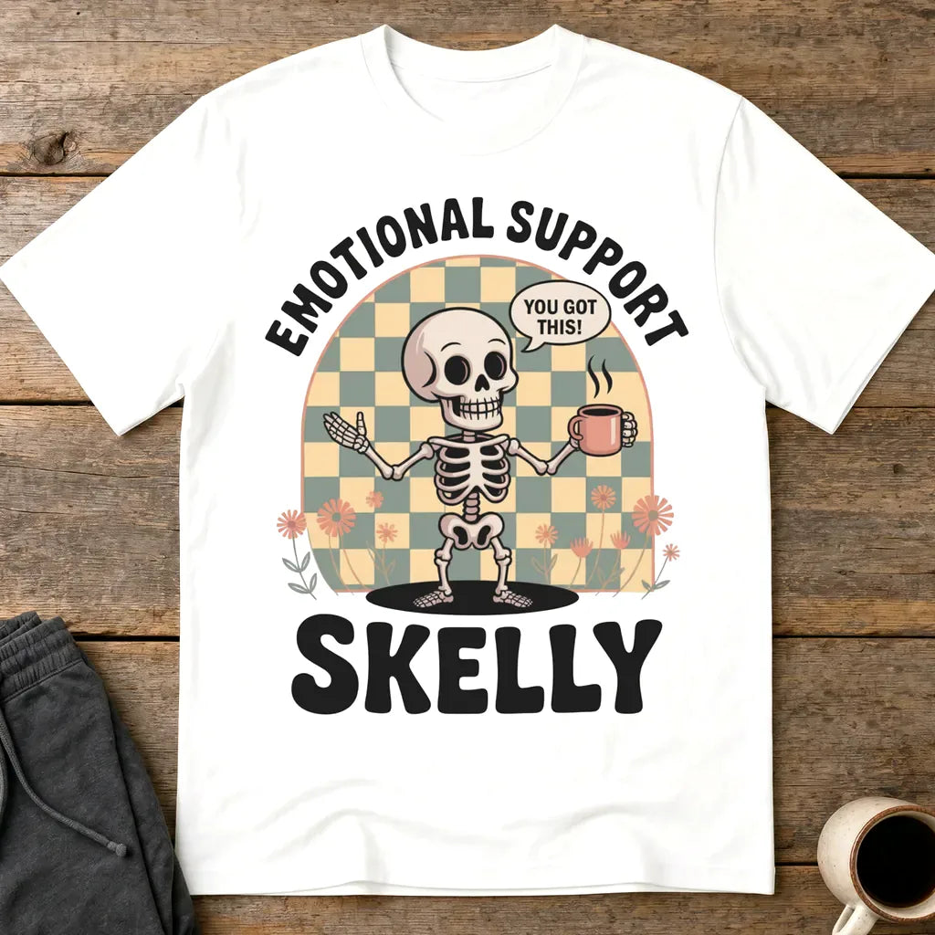 Emotional Support Skelly T-Shirt - White