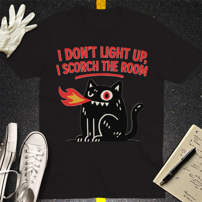 Scorch the Room Cat T-Shirt - Black