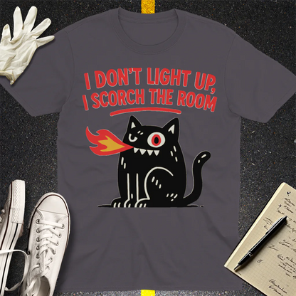 Scorch the Room Cat T-Shirt - Charcoal