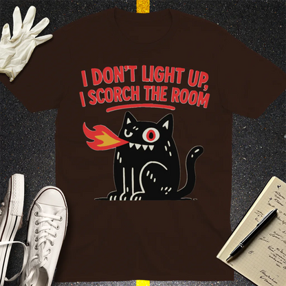 Scorch the Room Cat T-Shirt - Dark Chocolate