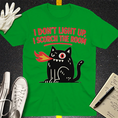 Scorch the Room Cat T-Shirt - Irish Green