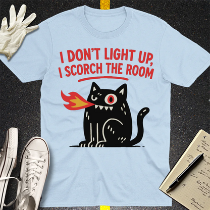 Scorch the Room Cat T-Shirt - Light Blue