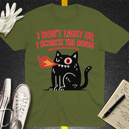 Scorch the Room Cat T-Shirt - Military Green