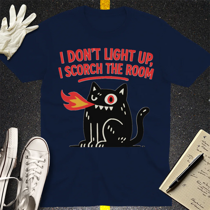 Scorch the Room Cat T-Shirt - Navy