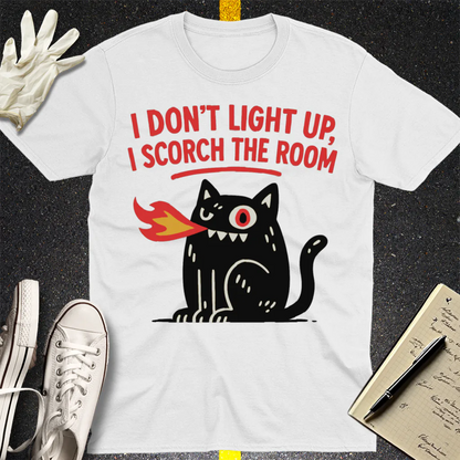 Scorch the Room Cat T-Shirt - White