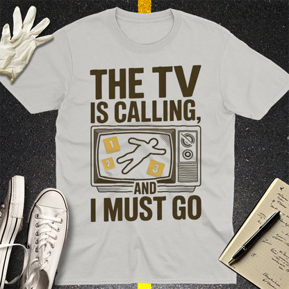 The TV Is Calling T-Shirt - Ice Grey