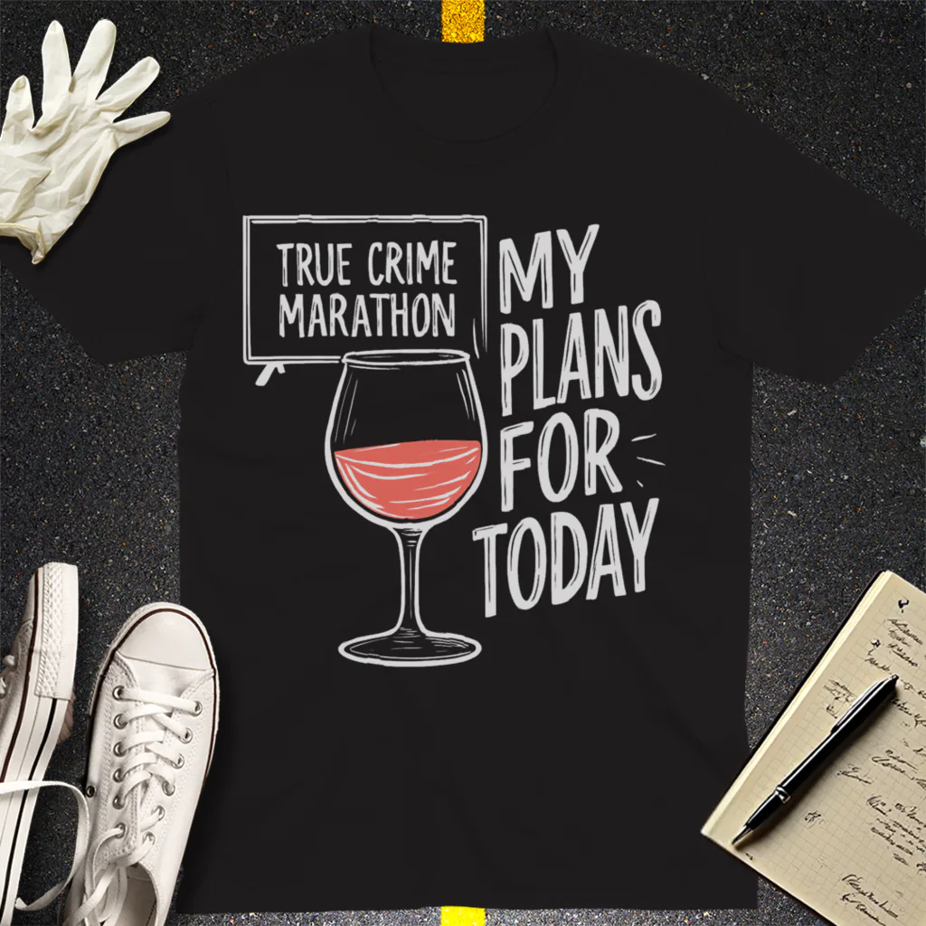 True Crime & Wine Plans T-Shirt - Black
