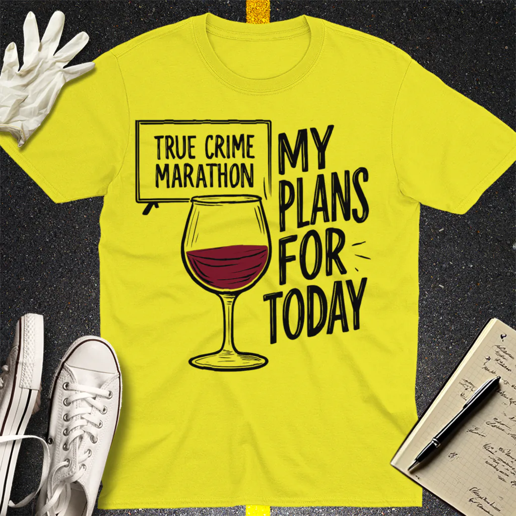 True Crime & Wine Plans T-Shirt - Cornsilk