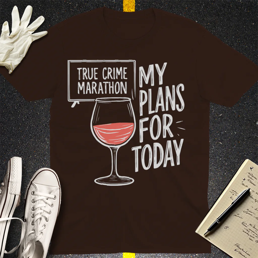True Crime & Wine Plans T-Shirt - Dark Chocolate