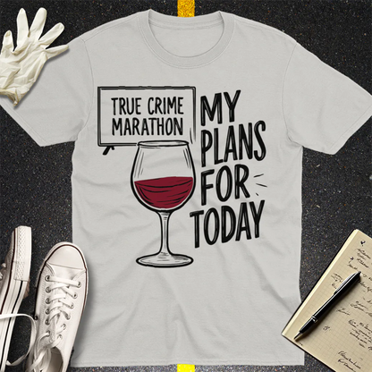 True Crime & Wine Plans T-Shirt - Ice Grey