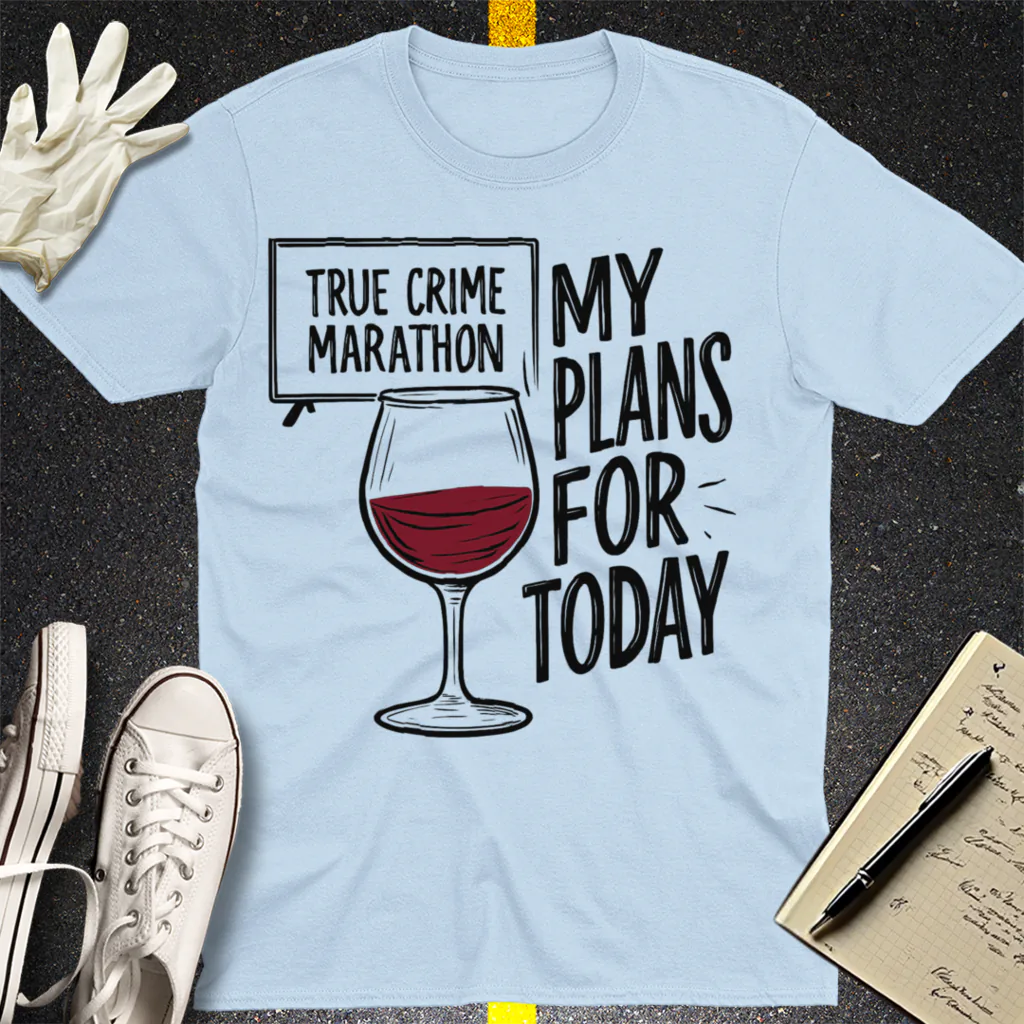 True Crime & Wine Plans T-Shirt - Light Blue