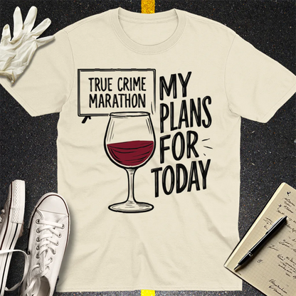 True Crime & Wine Plans T-Shirt - Natural
