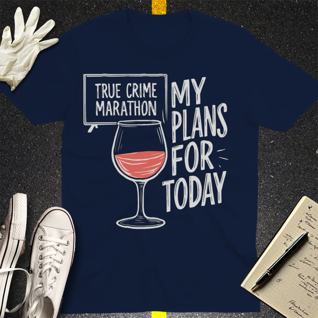 True Crime & Wine Plans T-Shirt - Navy