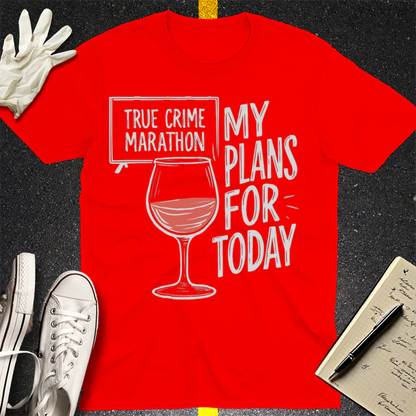 True Crime & Wine Plans T-Shirt - Red