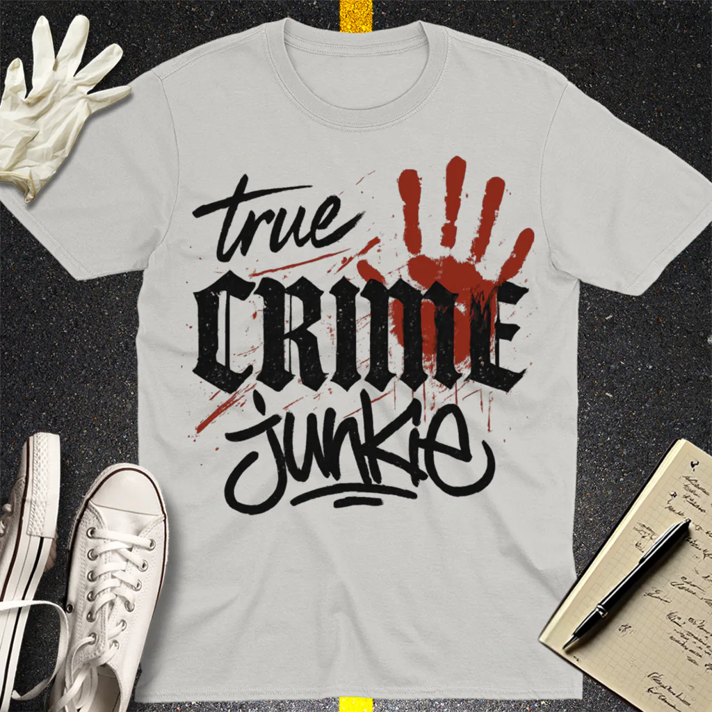 True Crime Junkie T-Shirt - Ice Grey