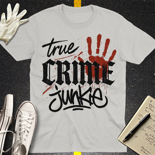 True Crime Junkie T-Shirt - Ice Grey