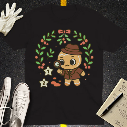 Gingerbread Detective T-Shirt - Black