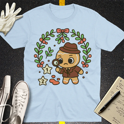 Gingerbread Detective T-Shirt - Light Blue