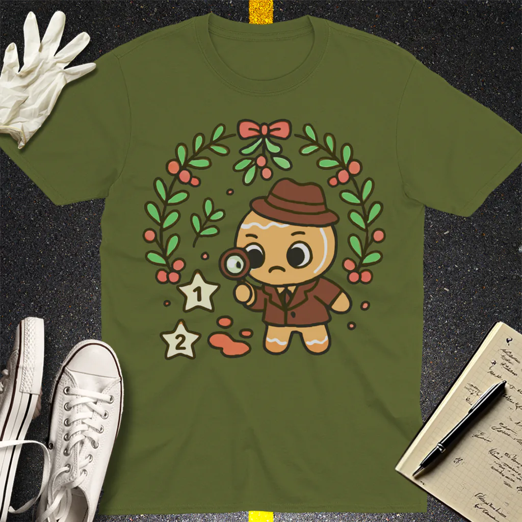 Gingerbread Detective T-Shirt - Military Green