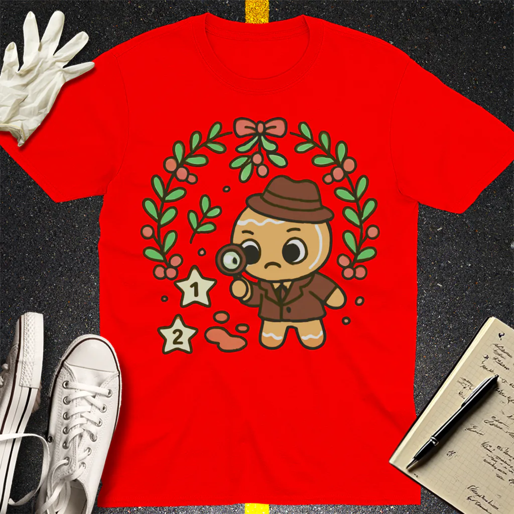 Gingerbread Detective T-Shirt - Red
