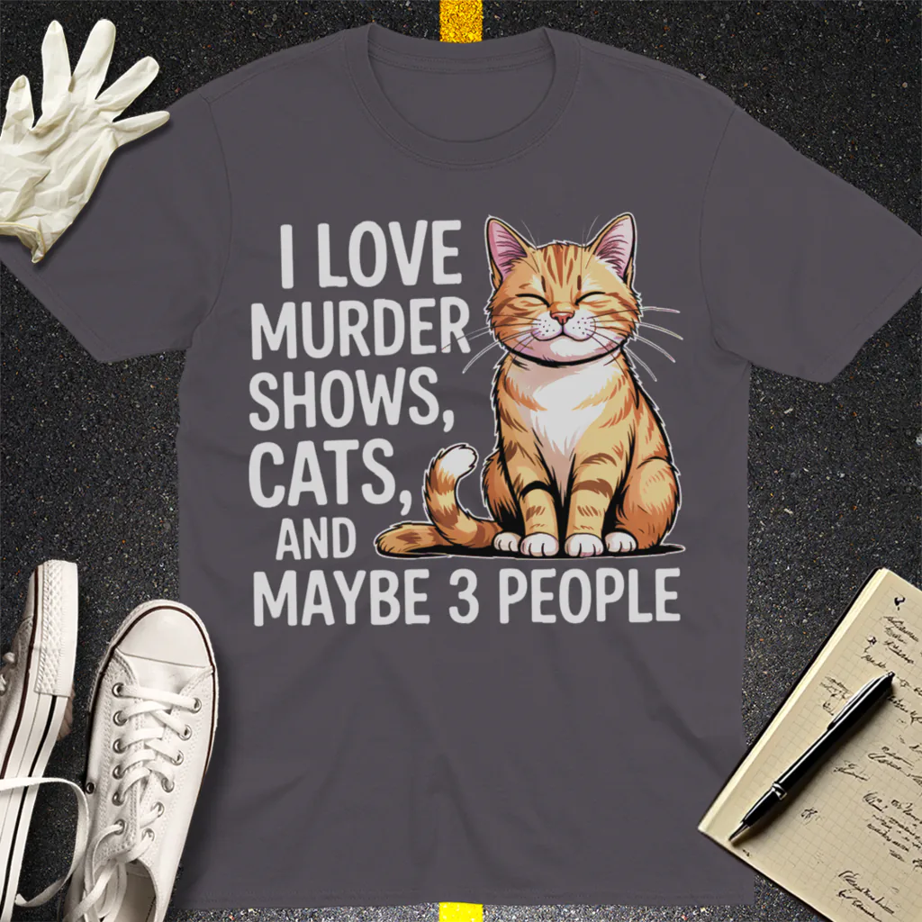 Murder Shows & Cats T-Shirt - Charcoal