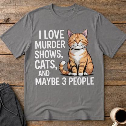 Murder Shows & Cats T-Shirt - Charcoal