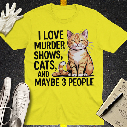 Murder Shows & Cats T-Shirt - Cornsilk