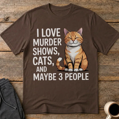Murder Shows & Cats T-Shirt - Dark Chocolate