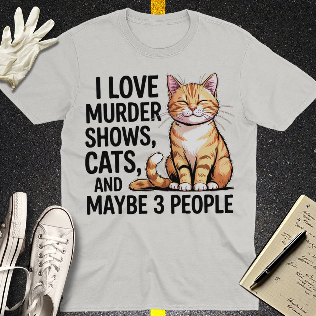 Murder Shows & Cats T-Shirt - Ice Grey