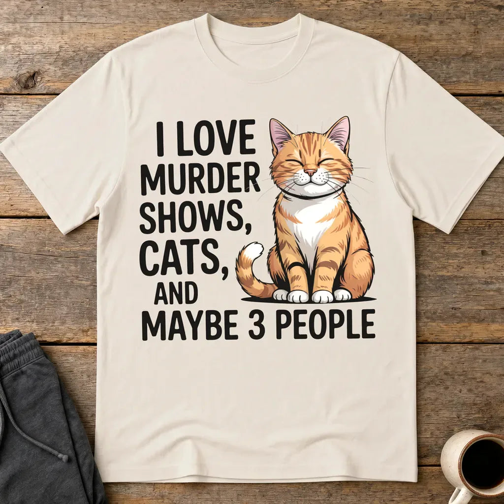 Murder Shows & Cats T-Shirt - Ice Grey
