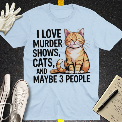 Murder Shows & Cats T-Shirt - Light Blue