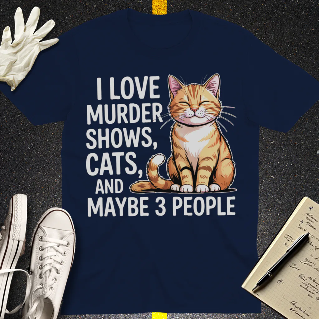 Murder Shows & Cats T-Shirt - Navy