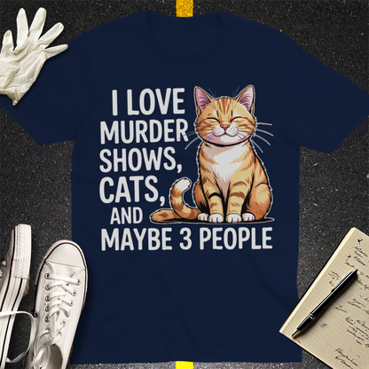 Murder Shows & Cats T-Shirt - Navy
