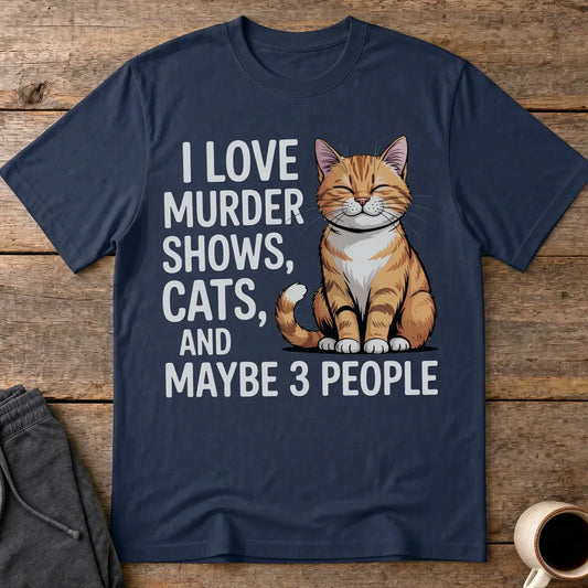 Murder Shows & Cats T-Shirt - Navy
