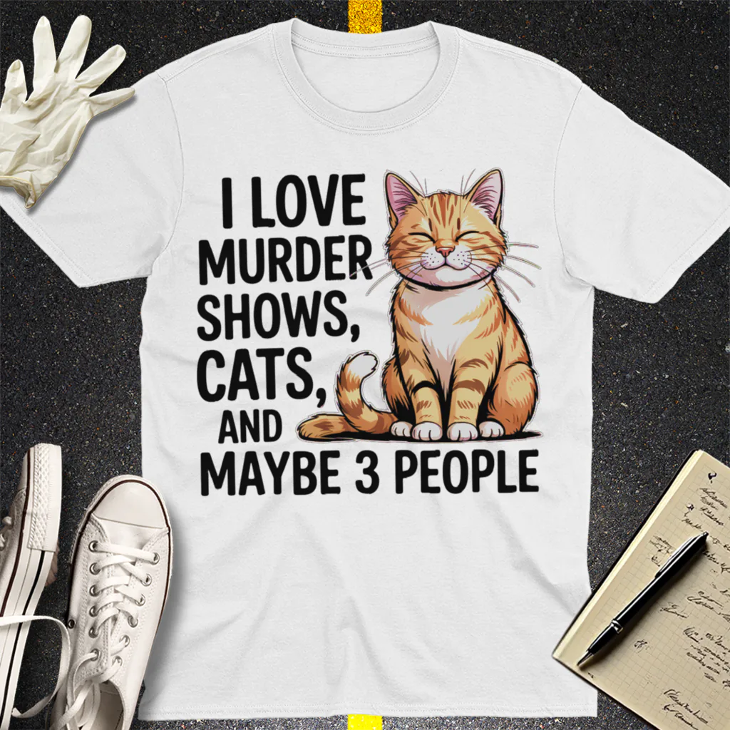 Murder Shows & Cats T-Shirt - White