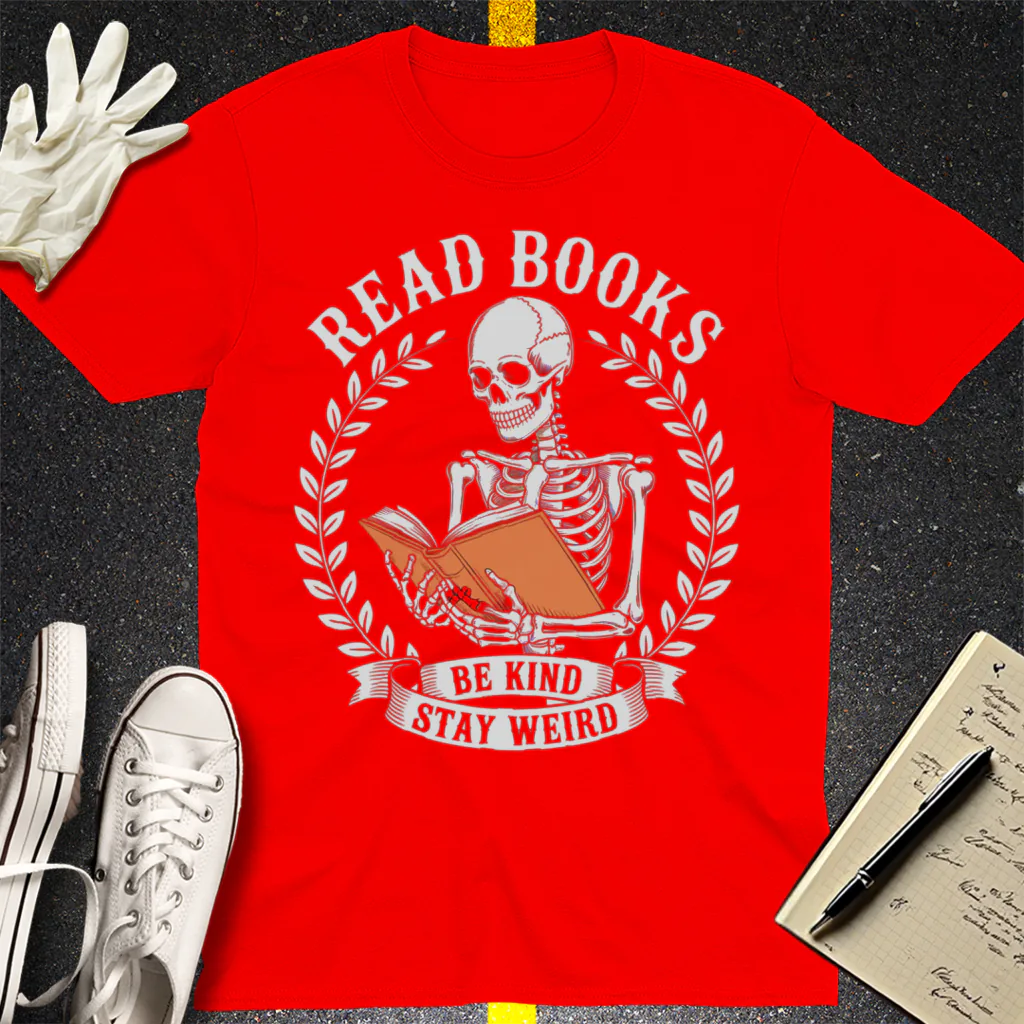 Read Books Stay Weird T-Shirt - Red