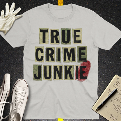 True Crime Junkie T-Shirt - Ice Grey