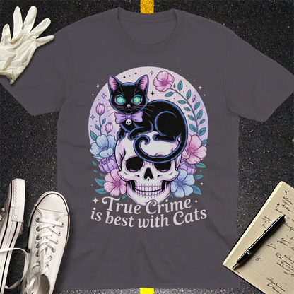 True Crime & Cats T-Shirt - Charcoal