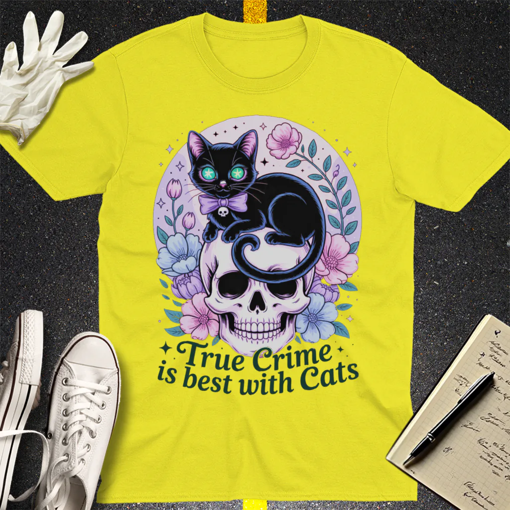 True Crime & Cats T-Shirt - Cornsilk